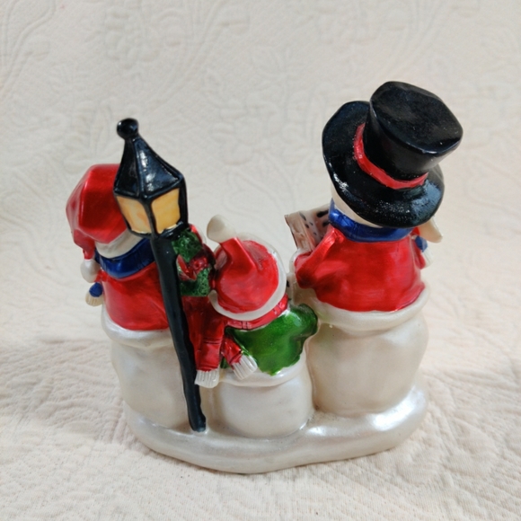 Holiday Time Three Caroling Snowman Family Tea Candle Holder - Picture 6 of 9